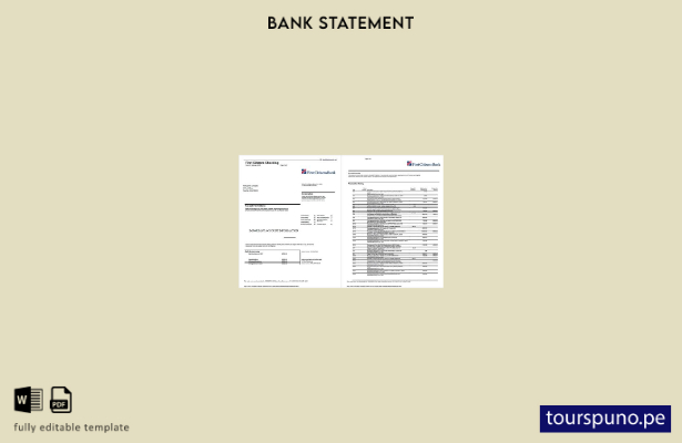 lista para imprimir plantilla de páginas de Word de extracto bancario de USA Fir